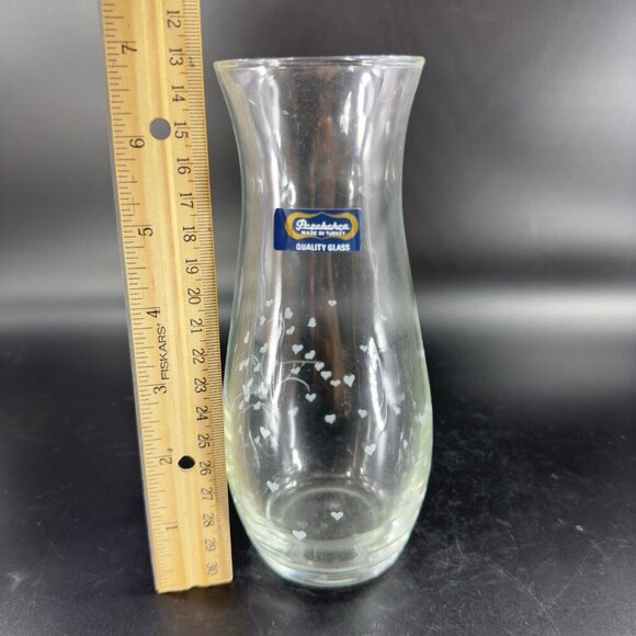 Pasabahce Clear Glass Vase Etched Flowers Floral Made in Turkey Tall Vessel Vase - Picture 5 of 15